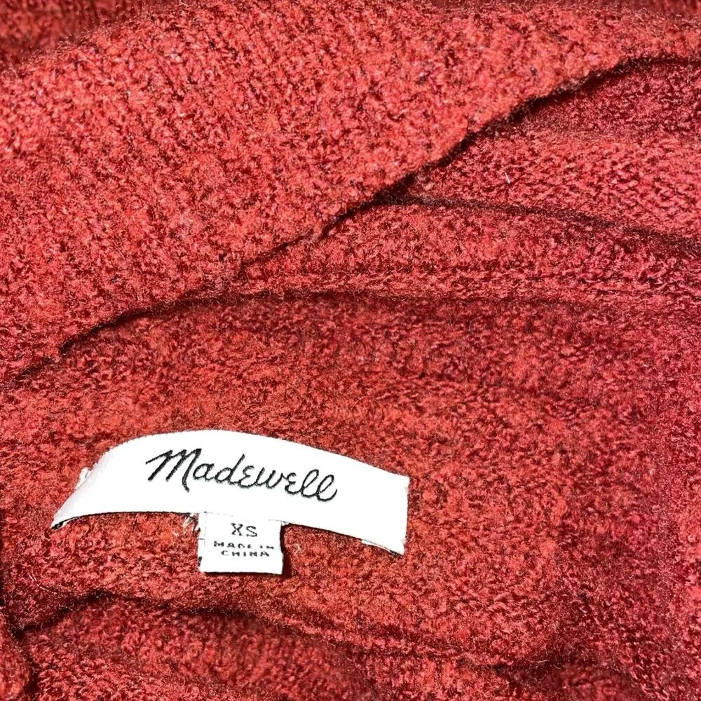 Madewell Turtleneck Sweater Maroon Dolman Sleeves Ribbed Wool Blend Sz XS O/S - Picture 5 of 8